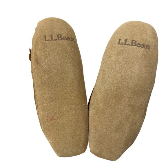 LL BEAN Slippers Kids 3 Brown Suede Shearling Lined Wicked Good Moc - Picture 6 of 6